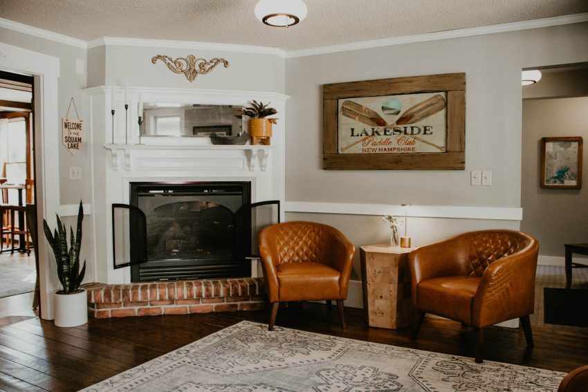 The welcoming lobby at The Squam Lake Inn