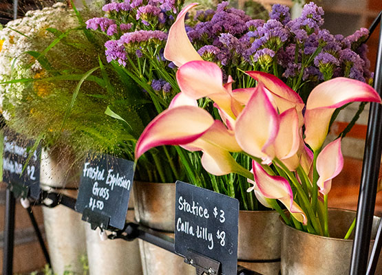 Calla lilies and other flowers at Barn INN Bloom gift & flower shop